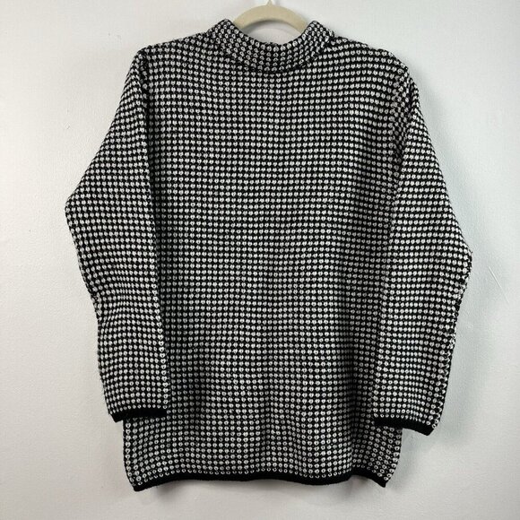 APART Impressions Wool Blend Tunic Sweater Womens M Black White Business Casual - Picture 1 of 12